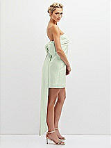 Side View Thumbnail - Mint Green Strapless Satin Column Mini Dress with Oversized Bow
