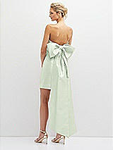Rear View Thumbnail - Mint Green Strapless Satin Column Mini Dress with Oversized Bow