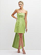 Front View Thumbnail - Mojito Strapless Satin Column Mini Dress with Oversized Bow