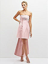 Front View Thumbnail - Ballet Pink Strapless Satin Column Mini Dress with Oversized Bow