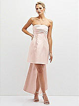 Front View Thumbnail - Blush Strapless Satin Column Mini Dress with Oversized Bow