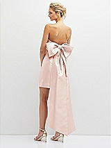Rear View Thumbnail - Blush Strapless Satin Column Mini Dress with Oversized Bow