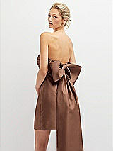Alt View 1 Thumbnail - Cognac Strapless Satin Column Mini Dress with Oversized Bow
