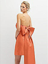 Alt View 1 Thumbnail - Portofino Orange Strapless Satin Column Mini Dress with Oversized Bow
