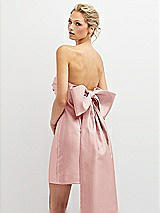 Alt View 1 Thumbnail - Rose Strapless Satin Column Mini Dress with Oversized Bow