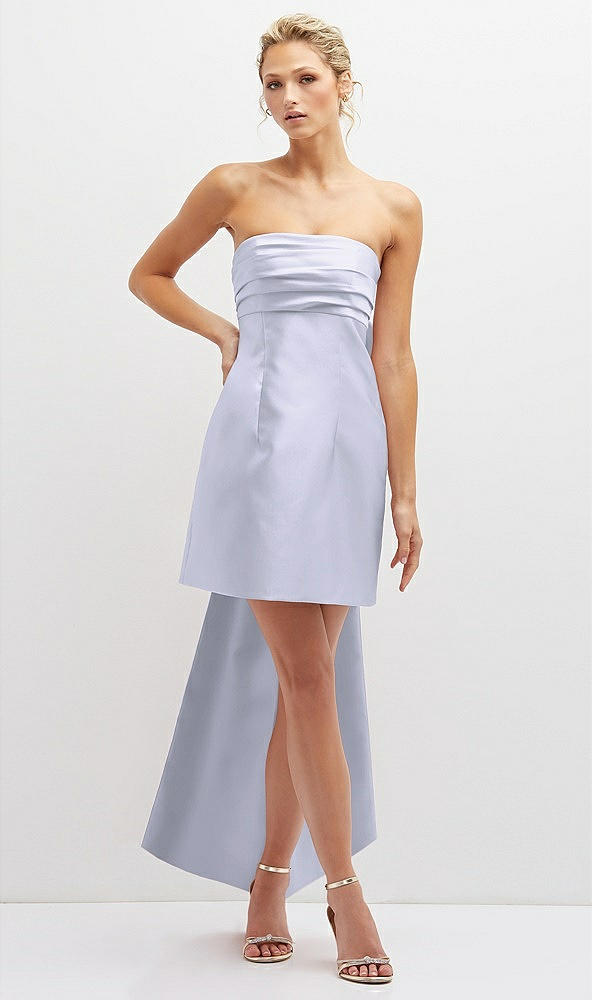 Front View - Silver Dove Strapless Satin Column Mini Dress with Oversized Bow