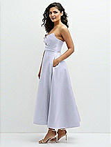 Side View Thumbnail - Silver Dove Draped Bodice Strapless Satin Midi Dress with Full Circle Skirt