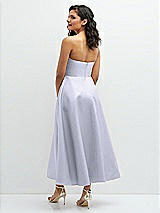 Rear View Thumbnail - Silver Dove Draped Bodice Strapless Satin Midi Dress with Full Circle Skirt