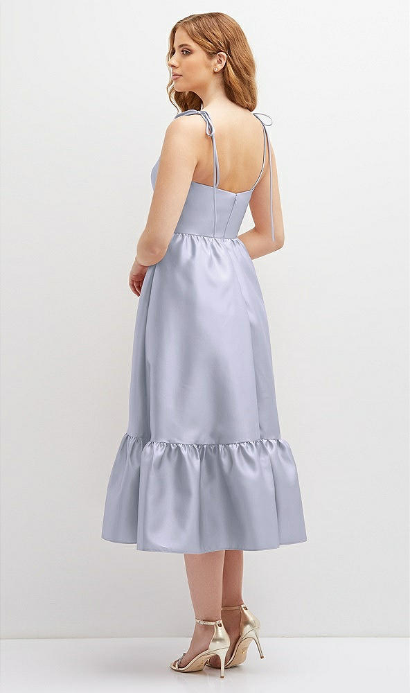 Back View - Silver Dove Shirred Ruffle Hem Midi Dress with Self-Tie Spaghetti Straps and Pockets