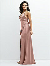 Side View Thumbnail - Neu Nude Plunge Halter Open-Back Maxi Bias Dress with Low Tie Back