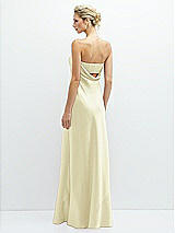Rear View Thumbnail - Butter Yellow Strapless Maxi Bias Column Dress with Peek-a-Boo Corset Back
