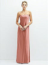 Front View Thumbnail - Desert Rose Strapless Maxi Bias Column Dress with Peek-a-Boo Corset Back