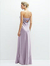 Rear View Thumbnail - Lilac Haze Strapless Maxi Bias Column Dress with Peek-a-Boo Corset Back