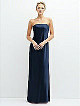 Front View Thumbnail - Midnight Navy Strapless Maxi Bias Column Dress with Peek-a-Boo Corset Back