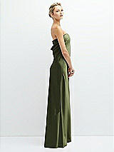 Side View Thumbnail - Olive Green Strapless Maxi Bias Column Dress with Peek-a-Boo Corset Back