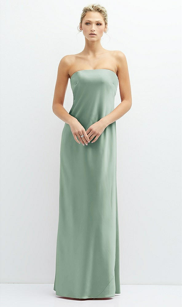 Front View - Seagrass Strapless Maxi Bias Column Dress with Peek-a-Boo Corset Back