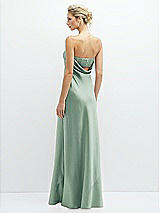 Rear View Thumbnail - Seagrass Strapless Maxi Bias Column Dress with Peek-a-Boo Corset Back