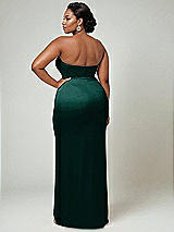 Alt View 2 Thumbnail - Evergreen Strapless Topstitched Corset Satin Maxi Dress with Draped Column Skirt
