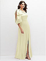 Side View Thumbnail - Butter Yellow One-Shoulder Satin Maxi Dress with Chic Oversized Shoulder Bow