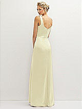 Rear View Thumbnail - Butter Yellow Square-Neck Satin A-line Maxi Dress with Front Slit