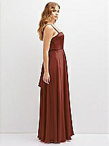Side View Thumbnail - Auburn Moon Adjustable Sash Tie Back Satin Maxi Dress with Full Skirt