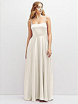 Front View Thumbnail - Ivory Adjustable Sash Tie Back Satin Maxi Dress with Full Skirt