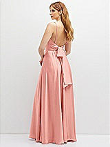 Rear View Thumbnail - Rose Adjustable Sash Tie Back Satin Maxi Dress with Full Skirt
