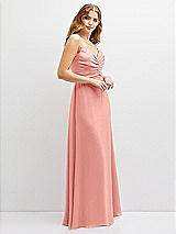 Alt View 2 Thumbnail - Rose Vertical Ruched Bodice Satin Maxi Dress with Full Skirt
