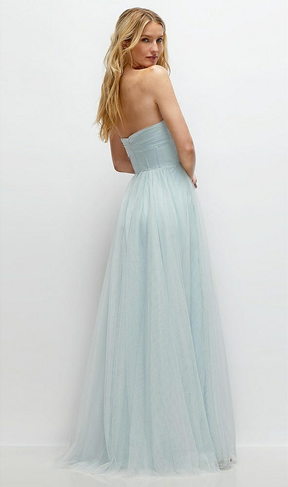 Back View - Mist Strapless Twist Cup Tulle Corset Dress with Full Maxi Skirt