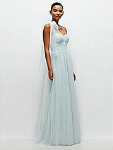 Side View Thumbnail - Mist Scarf Tie One-Shoulder Tulle Maxi Dress with Full Skirt