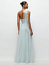 Rear View Thumbnail - Mist Scarf Tie One-Shoulder Tulle Maxi Dress with Full Skirt