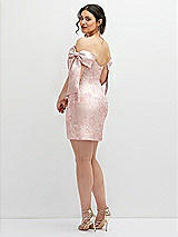 Alt View 4 Thumbnail - Bow And Blossom Print Floral Satin Off-the-Shoulder Bow Corset Fit and Flare Mini Dress