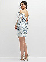 Alt View 4 Thumbnail - Cottage Rose Larkspur Floral Satin Off-the-Shoulder Bow Corset Fit and Flare Mini Dress