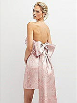 Alt View 1 Thumbnail - Bow And Blossom Print Floral Strapless Satin Column Mini Dress with Oversized Bow