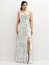 Front View Thumbnail - Bleu Garden Soft Cowl-Neck A-Line Maxi Dress with Adjustable Straps
