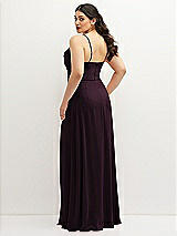 Rear View Thumbnail - Deep Plum Soft Cowl-Neck A-Line Maxi Dress with Adjustable Straps