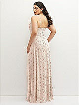 Rear View Thumbnail - Coquette Floral Print Soft Cowl-Neck A-Line Maxi Dress with Adjustable Straps