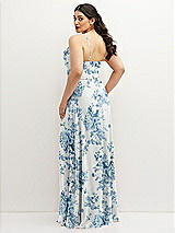 Rear View Thumbnail - Cottage Rose Dusk Blue Soft Cowl-Neck A-Line Maxi Dress with Adjustable Straps