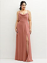Front View Thumbnail - Desert Rose Soft Cowl-Neck A-Line Maxi Dress with Adjustable Straps