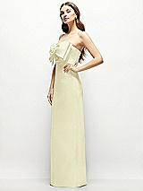 Alt View 3 Thumbnail - Butter Yellow Strapless Satin Column Maxi Dress with Oversized Handcrafted Bow