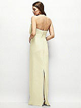 Alt View 4 Thumbnail - Butter Yellow Strapless Satin Column Maxi Dress with Oversized Handcrafted Bow