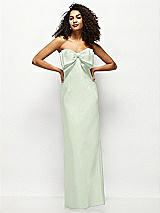 Alt View 1 Thumbnail - Mint Green Strapless Satin Column Maxi Dress with Oversized Handcrafted Bow