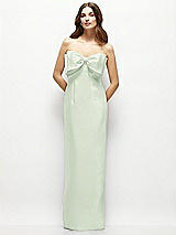 Alt View 2 Thumbnail - Mint Green Strapless Satin Column Maxi Dress with Oversized Handcrafted Bow