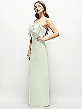 Alt View 3 Thumbnail - Mint Green Strapless Satin Column Maxi Dress with Oversized Handcrafted Bow