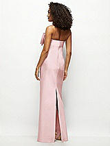 Rear View Thumbnail - Ballet Pink Strapless Satin Column Maxi Dress with Oversized Handcrafted Bow