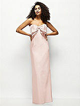 Alt View 1 Thumbnail - Blush Strapless Satin Column Maxi Dress with Oversized Handcrafted Bow