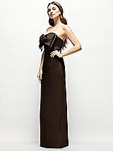 Alt View 3 Thumbnail - Espresso Strapless Satin Column Maxi Dress with Oversized Handcrafted Bow