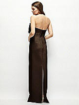 Alt View 4 Thumbnail - Espresso Strapless Satin Column Maxi Dress with Oversized Handcrafted Bow