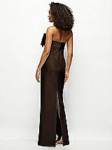 Rear View Thumbnail - Espresso Strapless Satin Column Maxi Dress with Oversized Handcrafted Bow