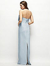 Alt View 4 Thumbnail - Mist Strapless Satin Column Maxi Dress with Oversized Handcrafted Bow